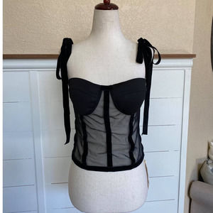 Velvet Romantic Tied Sheer Mesh Corset Crop Top SZ XL NWT